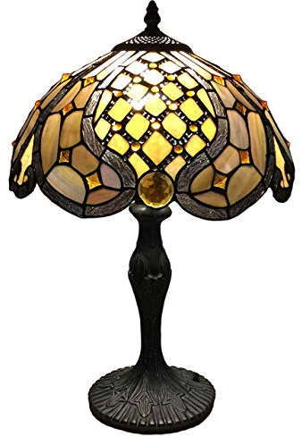 Bieye L10817 Lampe de table en vitrail de style baroque Tiffany pour décoration de salon de ferme, 30,5 x 45,7 cm