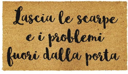 Comart - Zerbino Gag in Cocco - 40x70 cm - Tappetino Simpatico con Scritte Divertenti - per Ingresso Esterno e Interno - Fondo Antiscivolo - Pulizia Facile - Arredo e Regali Casa - Lascia i Problemi