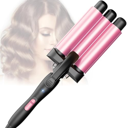 Fer à friser 3 barils Beach Waves – Fer à friser ondulé réglable à chauffage rapide pour cheveux longs et courts