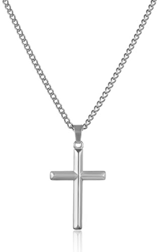 RWQIAN Korskedja för män, silver, guld/svart, rostfritt stål, korshänge, korshänge, kristna smycken, gåva till män, 45,7–60 cm, Rostfritt stål