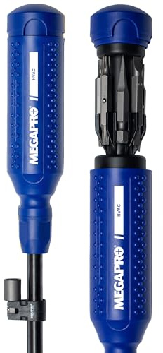 MEGAPRO® Original HVAC 15-in-1 Multi-bit Screwdriver | Schrader Valve Bit | 1/4 Socket Adapter | Square Awl Bit