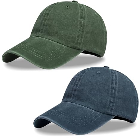 SAIIURV 2 Pezzi Cappellino Baseball Regolabile Unisex Cotone Moto Tappo Cappello da Sole Estivo Hip Hop Cappello, Berretto da Baseball per Sport attività All'aperto Lavoro E Tempo Libero (Blu, Verde)