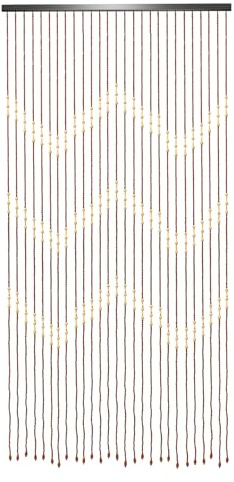 Rustik bambu pärlgardin rumsavdelare – naturligt träutseende för dörr och fönster | retrodekoration, insektsskydd, lätt att rengöra och montera (90 x 175 cm)