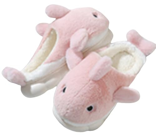 Shark tofflor plysch unisex – tofflor damer plysch vinter söta vinterskor djur bomullstofflor tjock sula hushållsskor unisex halkfria slip-skor flanell vintertofflor, Pk1, 38 EU