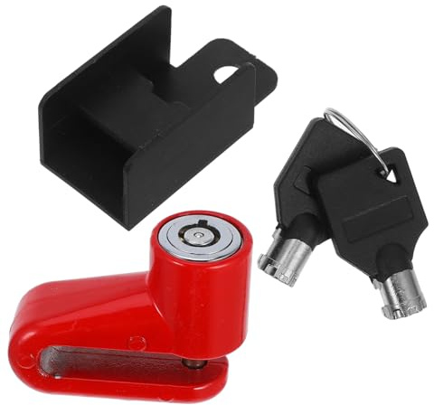 Alipis Candado Disco Freno Moto y Bicicleta Portátil Antirrobo con Cerradura de Seguridad para Scooters y Electromóviles Rojo