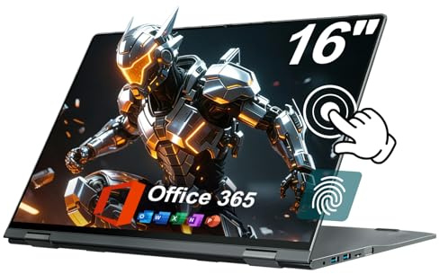 jumper Laptop 16 Zoll, IPS FHD Touchscreen Laptops, 16GB RAM 640GB Storage, Fingerabdruckleser, N95 CPU, 1 Jahr Office 365, Tastatur mit Hintergrundbeleuchtung, WiFi 6, für Studenten Business
