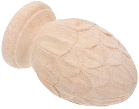 BESPORTBLE Remate Decorativo de Madera Maciza Tallado Europeo, Remate Redondo Estilo Piña 8x12 Cm para Escaleras y Cercas, Accesorio de Decoración para Hogar y Mobiliario