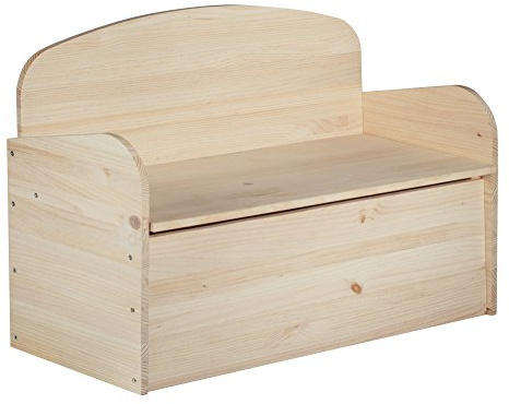 Banco baúl infantil de madera maciza de pino 62x90x38 cm