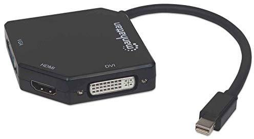 Manhattan 207720 adaptador de cable de vídeo Mini DisplayPort VGA + HDMI + DVI Negro - Adaptadores de cable de vídeo (Mini DisplayPort, VGA + HDMI + DVI, Macho, Hembra, Negro, FCCUL 20276, FCC, CE)