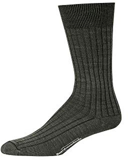 BoardroomSocks Merino Wool Mid-Calf Dress Socks for Men, Ribbed Dress Socks, Olive