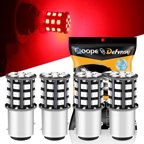 DEFVNSY Bromslampor, 12–24 V DC/AC röd 1157 Bay15d P21/5 W bakbromsljus, 33smd 2835 chip-set 2057 2357 7528 superljus LED-stopp- och bakljusglödlampor (paket med 4)