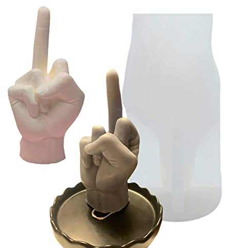 TOPYS Grande stampo in silicone a forma di mano 3D, stampo per candela gesto da 17 cm, stampo per colata in resina a forma di dito medio 1:1 per fare candele e cuocere a sapone, cera e mousse gelato