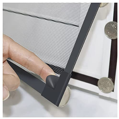 STRMAX Fliegengitter Fenster,Verstellbares Magnetisches Fenstergitter for Selbermachen Mit Schwarzem Rahmen Aus Glasfasergewebe, 52 Größen (Color : Grey mesh, Size : 50x100cm)