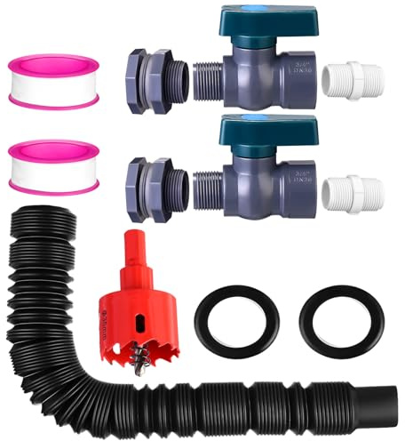 Sacubee Juego de 2 juegos de espiga de barril de lluvia de 3/4 pulgadas, barril de agua, kit de desviador de jardín de PVC, kit de conector de barril de lluvia incluye adaptador de grifo de manguera