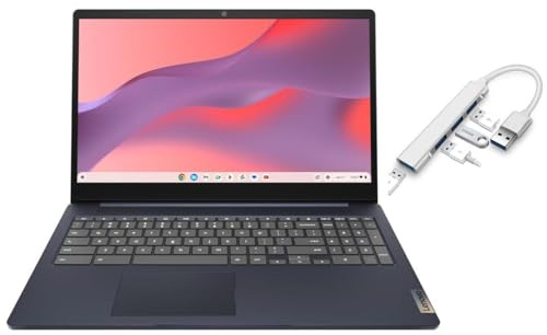 Lenovo IdeaPad 3i Chromebook 15.6” FHD Display | Intel Celeron N4500 | Intel UHD Graphics | HDMI | Abyss Blue | 8GB RAM | 64GB SSD | Chrome OS | Bundle with USB 3.0 Hub