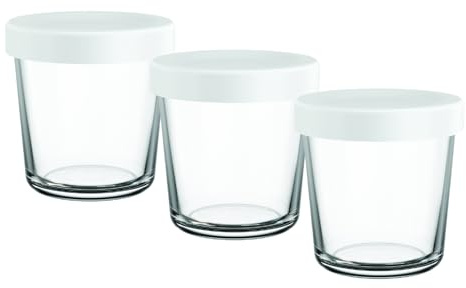 Tefal Lot de 3 pots en verre 140 ml avec couvercle plastique, Compatible Cake Factory XA633110