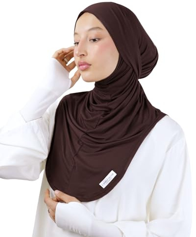 Cagoule Hijab à Enfiler Maxi en Jersey de Bambou Naturelles Respirant & hypoallergénique pour Femme Musulmane voilée A-3