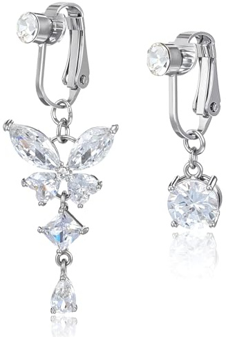 QFGasre 2 st falska magpiercing, falska magringar, piercing, klämma på navelringar, falska navelringar, icke-piercingar, smycken för kvinnor, silver