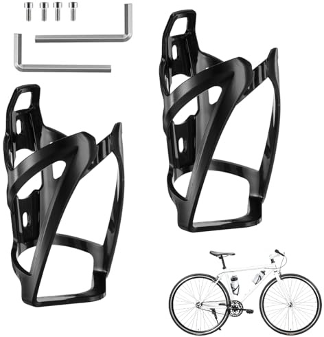 Förpackning med 2 flaskhållare, cykeldryckhållare för cyklar, cykelflaskhållare tillverkad av högstyrka lätt plast, skruvar och monteringsverktyg för MTB, vägcykel, mountainbike