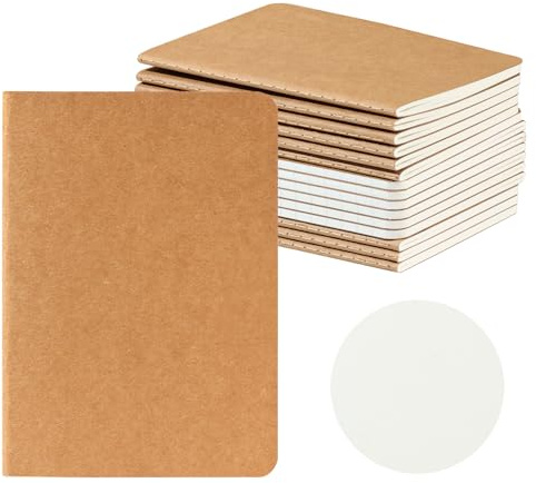 HOMEMARS Anteckningsbok A6, 16 st, 100 GSM, Tjockt papper, Blanka, Liten anteckningsbok, Anteckningsblock A6, Anteckningshäfte A6, 10x14 cm, 60 sidor, Pappersomslag