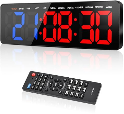 Timer Sport Minuteur Fitness Mural,16.5 Grand Ecran Gym Timer avec Countdown Countup Chronomètre Horloge,3 Volume&Luminosité Réglable,pour Home Gym Garage Entraînement