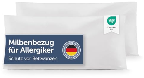 Blumtal® Milbenbezug Kissen 40x80 cm 2er Set - Oeko-TEX zertifizierte Allergiker Bettwäsche Kissen 40x80 cm - Kissenbezug gegen Hausstaubmilben - Allergie Bettwäsche Set Anti Milben 40x80 cm Kissen
