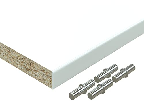 AUPROTEC Einlegeboden Regalboden 19 mm Holz Zuschnitt nach Maß Größe bis max 500 mm breit x 400 mm tief melaminharzbeschichtet mit Umleimer ABS Kante: Farbe weiß