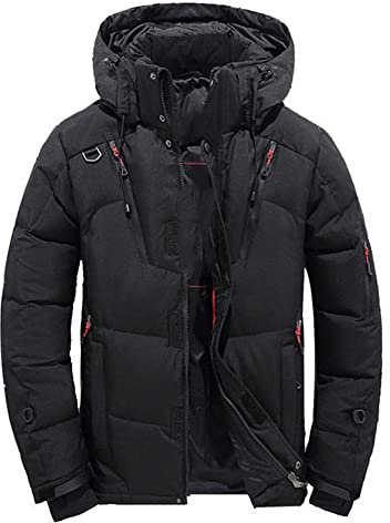 NP herr vinter dunjacka casual snö parkas ytterrock vit anka dun huva, Svart, 4XL
