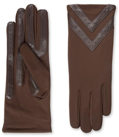 isotoner Women's Water Repellent Touchscreen Chevron Heritage Spandex Gloves