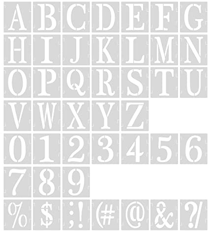 AIEX 43pcs 1 Inch Letter and Number Templates, Reusable Plastic Uppercase Alphabet Stencils with Punctuation Marks and Symbols for Scrapbook Painting DIY Craft