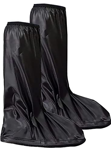 mmasport copriscarpe stivali in pvc impermeabili, resistenti all'acqua, antiscivolo, coppia di copri scarpe stivali da pioggia protettivi anti slip in pvc unisex, riutilizzabili (42-43, nero)