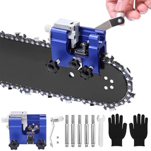 Affilacatene per Motosega Portatile,Set con 5 Testine Abrasive,Chainsaw Sharpening per Tutti i Tipi di Motoseghe,Affila Catena Motosega,Affilatore Catena Motosega,Affilatrice Catena (blu)