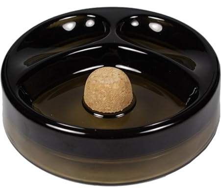 Pfeifenascher York Pfeifen Aschenbecher Glas rund massiv mit Naturkork zum ausklopfen der Pfeife (Braun (Rauchglas))