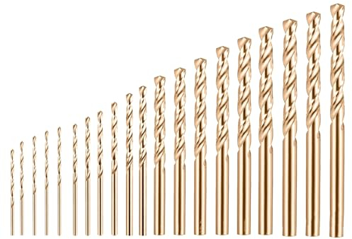 HUAZIZ 20piezas Cobalt Drill Bit Set, M35 brocas de acero inoxidable cobalto juego de brocas, M35 High Speed Steel Twist Drill Bits for Stainless Steel, Hard Metal, Cast Iron, Plastic and Wood