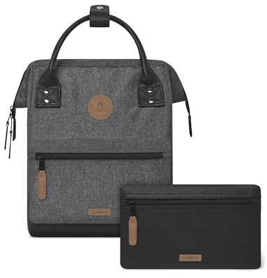 Cabaïa - Adventurer Rucksack Luxembourg Medium 18L - Wasserabweisend - Laptopfach bis zu 13 Zoll - 2 Vordertaschen - vegan zertifiziert - Rucksack für Reisen und Arbeit, Damen & Herren - Grau
