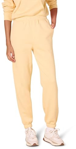 Amazon Essentials Pantaloni da Jogging a Vita Alta Vestibilità Comoda (Disponibili in Taglie Forti) Donna, Giallo Caldo, L