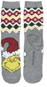 United Labels Der Grinch Socken für Damen, Grau, 35-38, Strümpfe lustig, Damensocken Weihnachten, Weihnachtssocken