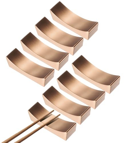 sourcing map 8pcs 304 Stainless Steel Chopstick Rest, Curved Shape Chopstick Stand Holder Knife Rest for Countertop Holding Chopstick Spoon Forks Knife Tabletop Decoration, Rose Gold