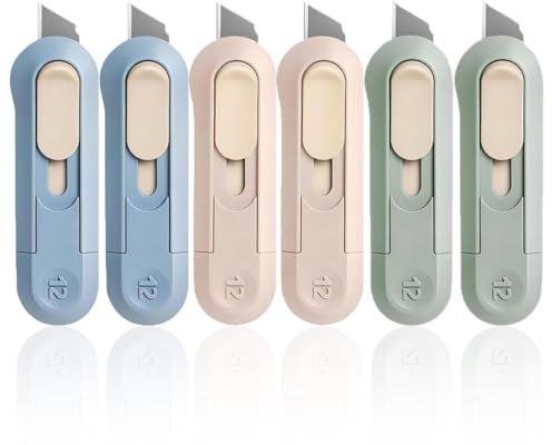 6 PCS Taglierine per Coltelli di Utilità, Tagliacarte Retrattile, Taglierina a Rasoio per Cartoni, Taglierine Multifunzione per Ufficio, Casa, Artigianato Artistico, Cartoni, Carta
