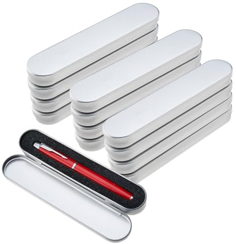 SUPERFINDINGS 12PCS Boite à Stylo en MétalBoîtes en fer blanc avec éponge 17.8x3.7cm Pot à crayons en métal Coffrets cadeaux pour stylos Coffret de collection vide pour le rangement de la collection