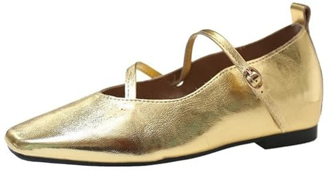 OBiQuzz Mary Jane Ballerines plates pour femme Chaussures élégantes et confortables en cuir synthétique Ballerine à lanières Slip On Chaussures basses Chaussures de danse Escarpins Chaussures de