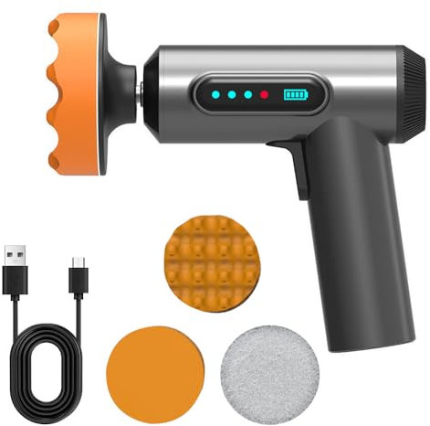 DAJASD Cordless Car Polisher, Car Buffer Polisher Machine with 3 Polishing Pads, 20000RPM Speed, Built in two 2000mAh Battery and Support Battery Display, Mini Car Polishing Kit for Polishing, Waxing