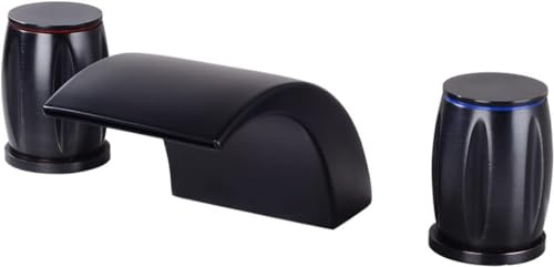 Grifo para Lavabo de baño en Cascada, grifos de tocador de Doble manija con Agua Caliente y fría, Grifo de baño de extensión G1/2,