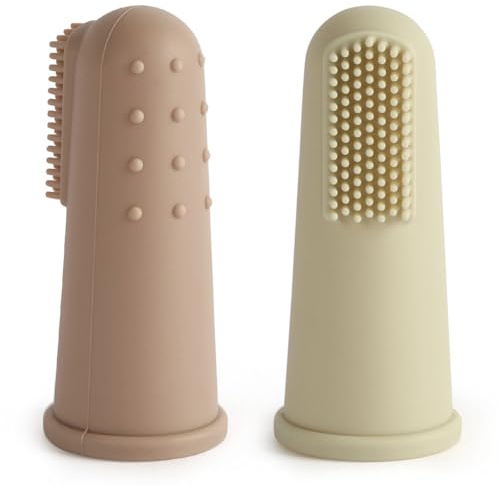 Vicloon Baby Silicone Finger Toothbrush, 2 Pcs Finger Toothbrush Oral Cleaner Kit, Soft Baby Infant Gums Massager Brush for Teething Relief and Oral Cleaning Care, Babies Toothbrushe for 6-18 Months