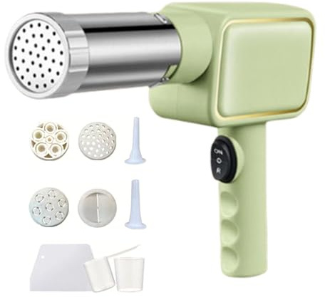 F Fityle Machine à pâtes électrique portative à 9 têtes, ustensile de Cuisine, Presse à pâtes portative, Machine à Nouilles, pour Macaronis, lasagnes, Vert