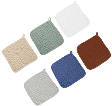 YARNOW Paños Regurgitación de Ñiño de Algodón 6 Piezas Diseño de Muselina de Seis Capas, Suaves, Absorbentes y Cómodos para Recién Nacidos y Uso Diario