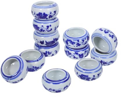 jojofuny 12 pièces Bols à Encre Porcelaine Bleue pour Calligraphie Plateau Encre Multifonctionnel Léger et Compact Accessoire pour Peinture Aquarelle et Bureau