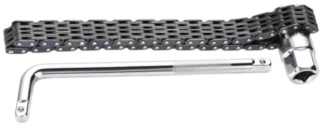 FUANA Chiave per filtro olio motore a catena resistente, con adattatore driver da 1/2 pollici, strumento regolabile in acciaio a 44 nodi/52 nodi, per riparazione auto 52 nodi con chiave inglese