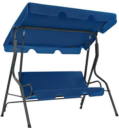 Generico Panchina a Dondolo da Giardino Blu Scuro 170x110x153 cm Tessuto,Casa e Giardino,Prato e Giardino,Vita all'aperto,Altalene da patio-48557