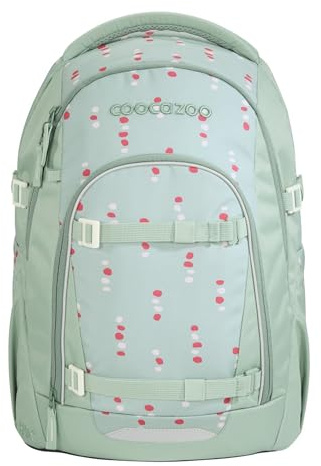 coocazoo Mate Schulrucksack „Dancing Dots”, Mint, ergonomischer & anpassbarer Tornister, höhen- & größenverstellbar, mit Brustgurt & Hüftgurt, ab der 3. Klasse